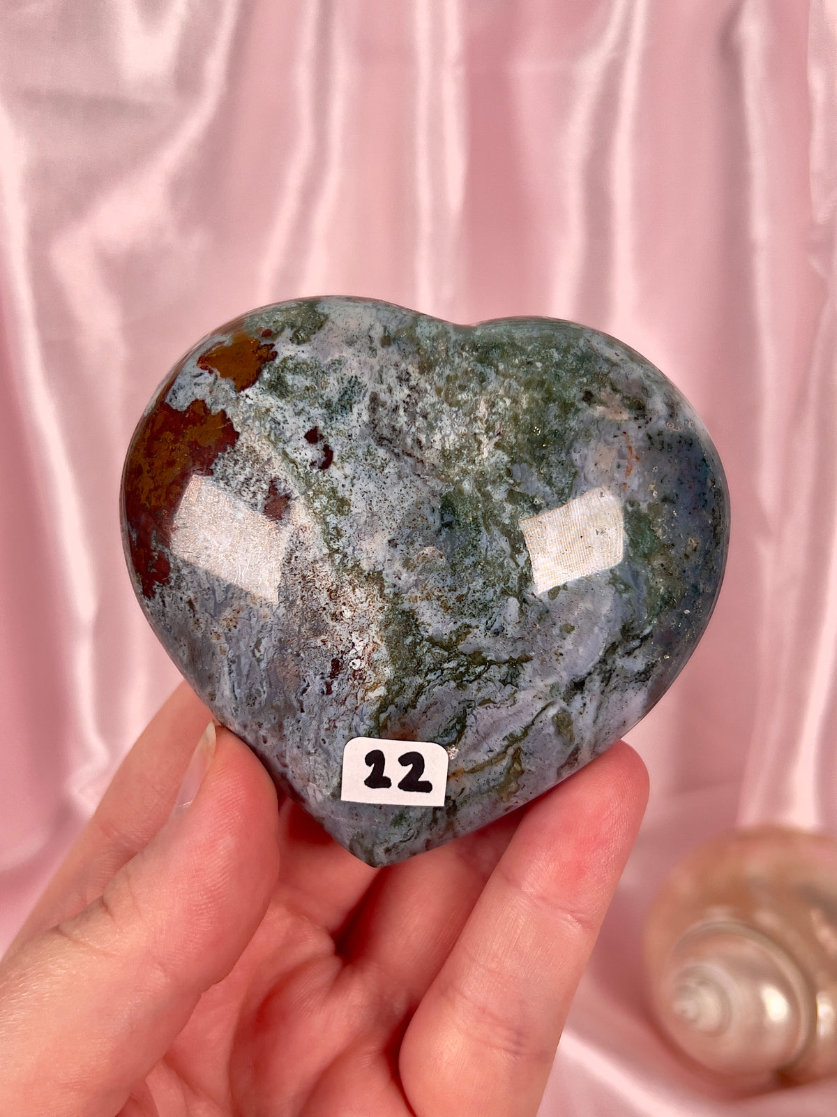 Moody Pastel Blue Sea Jasper Heart