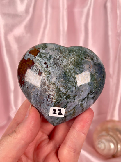 Moody Pastel Blue Sea Jasper Heart