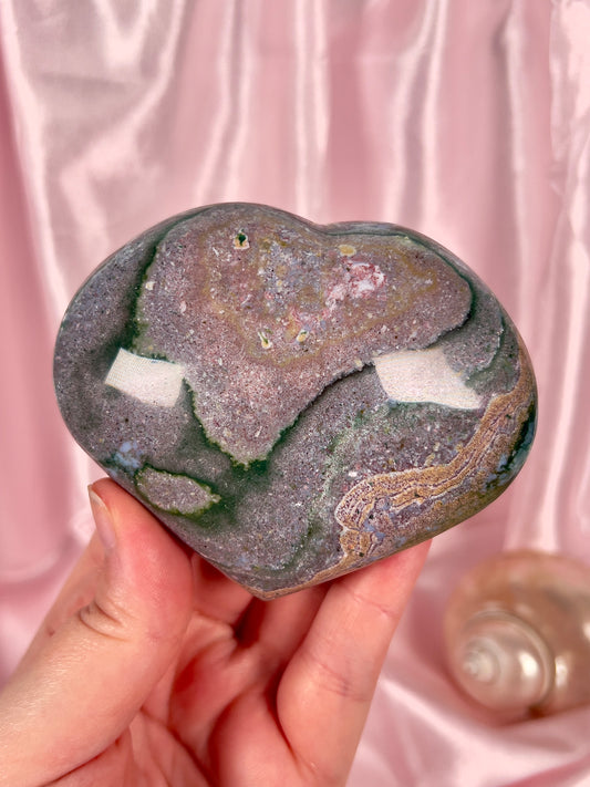 Purple & Green Sea Jasper Heart