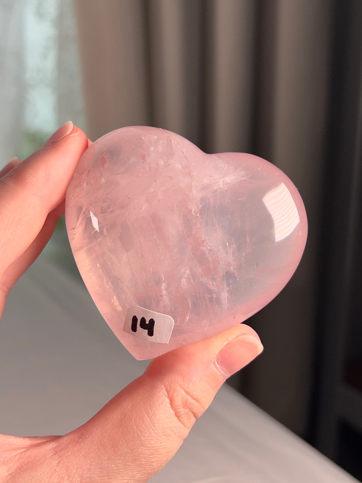 Icy Pink Star Rose Quartz Heart