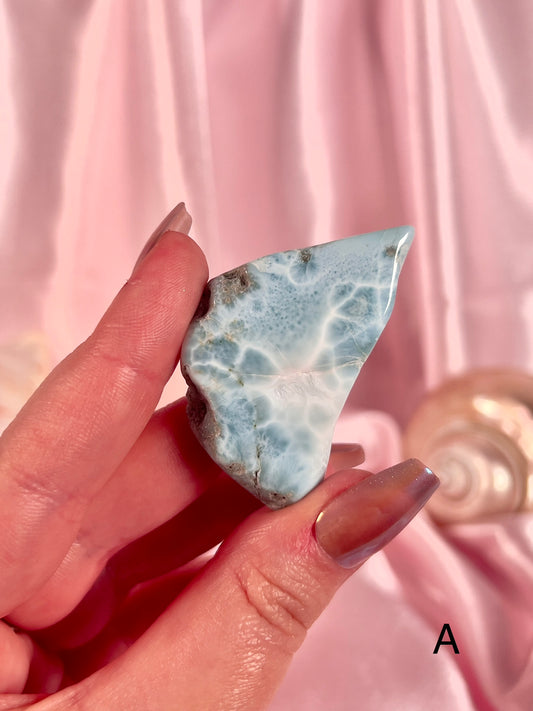 Larimar Slabs, Tumbles, and Hearts