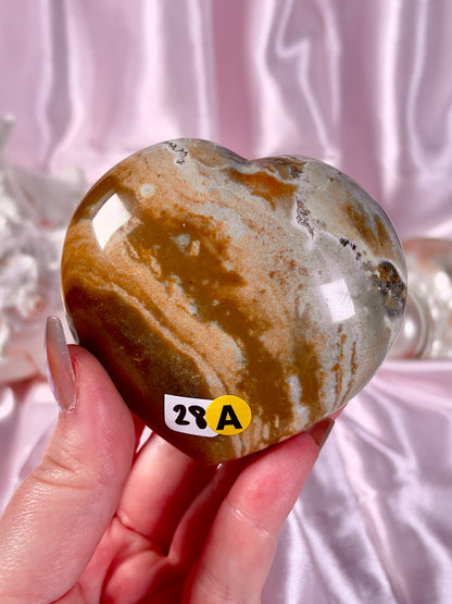 Sandy Puffy Sea Jasper Heart