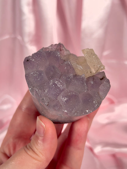 Pastel Purple Sugar Amethyst Cut Base with Sugary Calcite