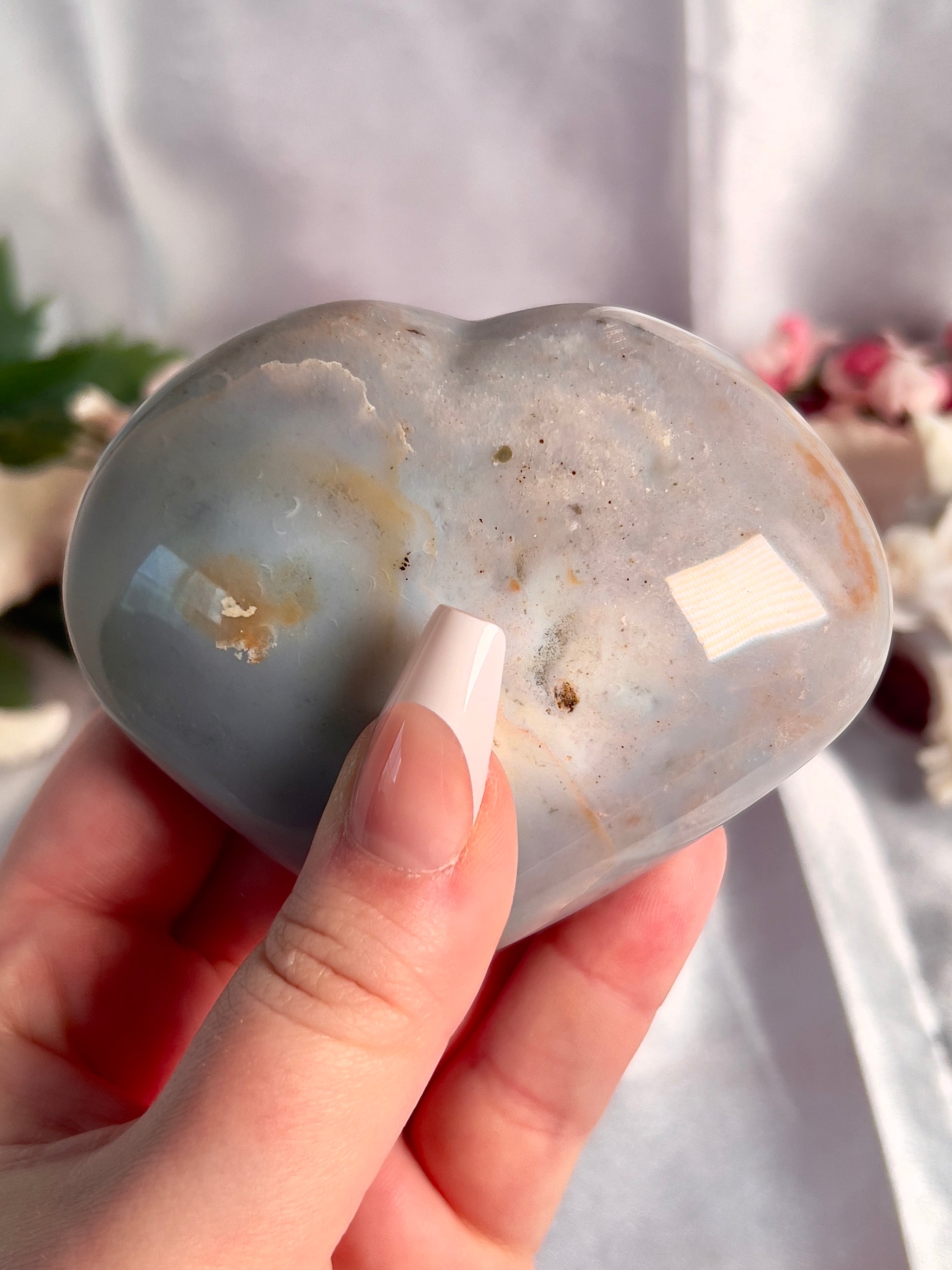Pastel Rainbow Puffy Sea Jasper Heart
