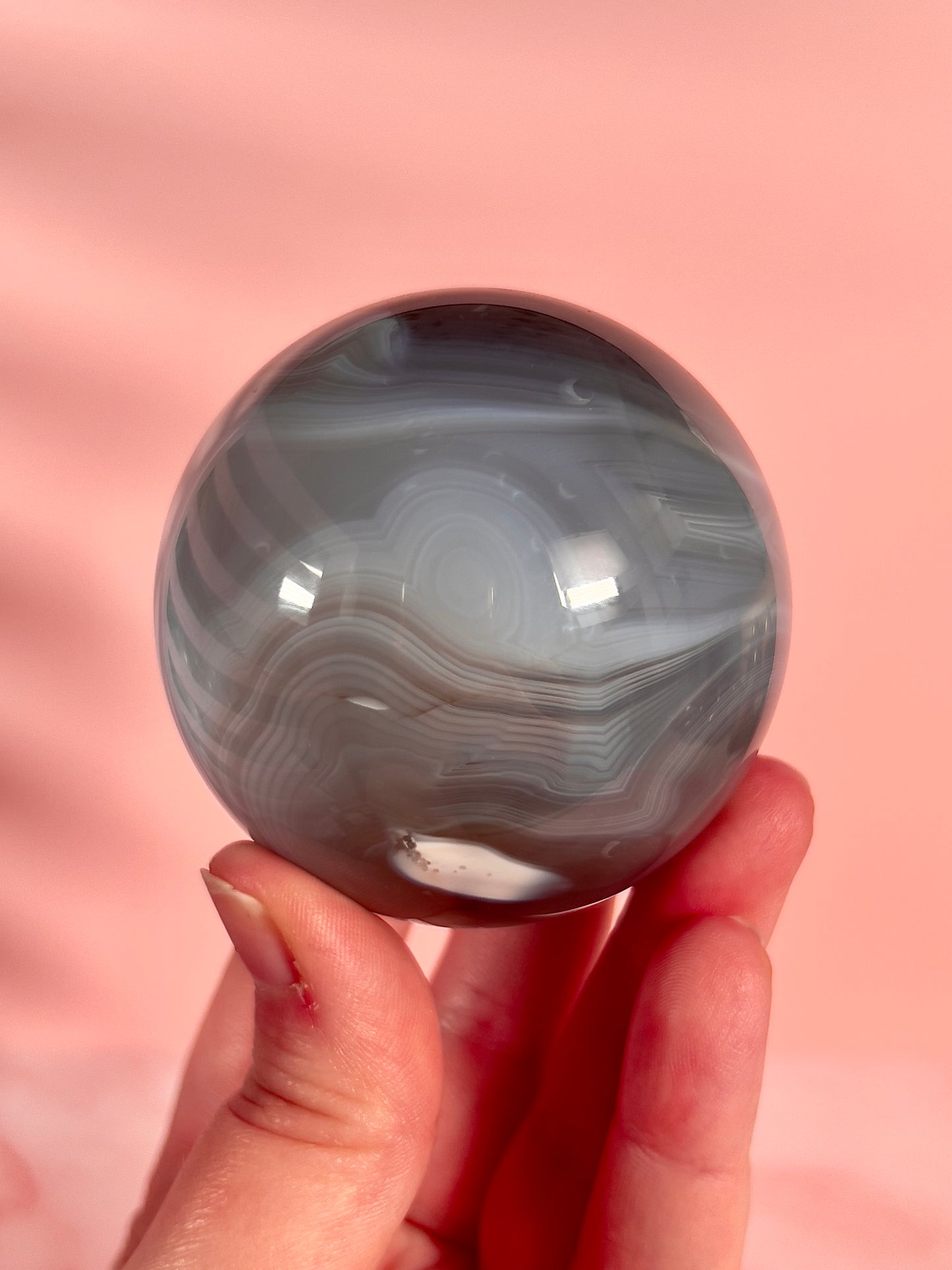 Blue Banded Agate Sphere with Parallax