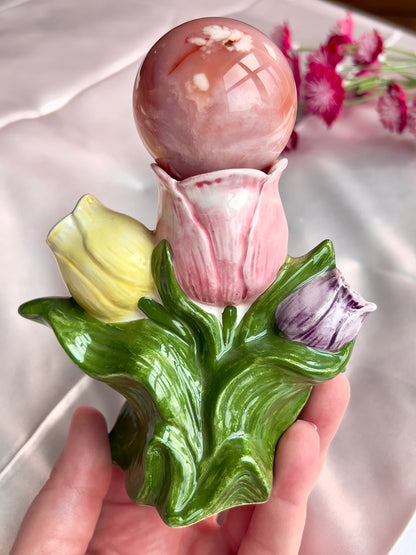 Vintage Porcelain Tulip Sphere Holder