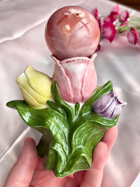 Vintage Porcelain Tulip Sphere Holder