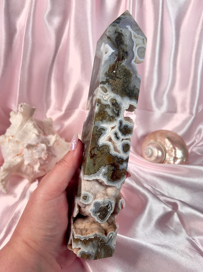 High Quality Moss Agate Statement Tower