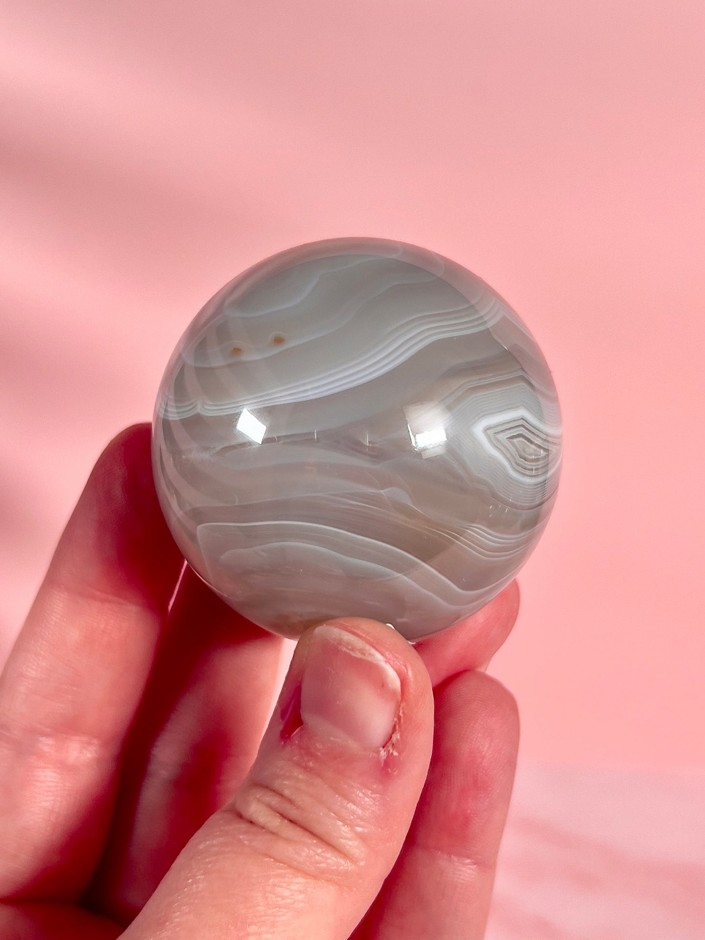 Soft Blue Banded Agate Sphere with Parallax