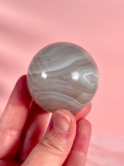 Soft Blue Banded Agate Sphere with Parallax