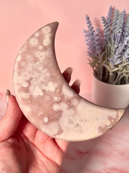 Pink Amethyst Moon on Stand