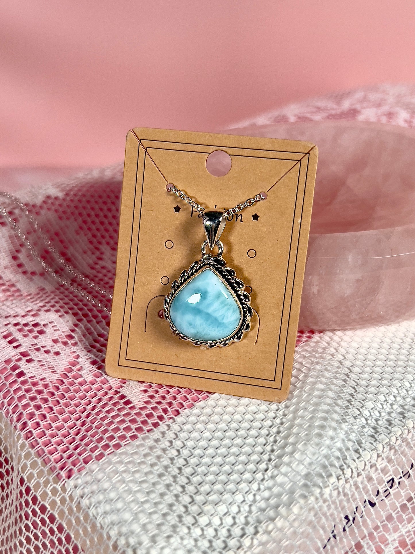 Larimar Sterling Silver Teardrop Necklace