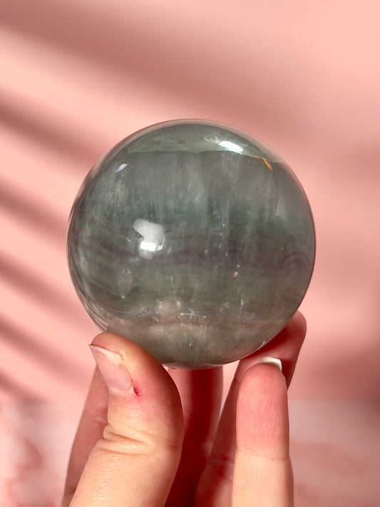 Icy Banded Candy Fluorite Sphere