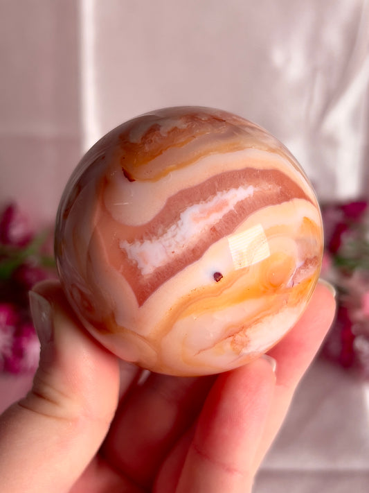 Pink Carnelian and Flower Agate Sphere