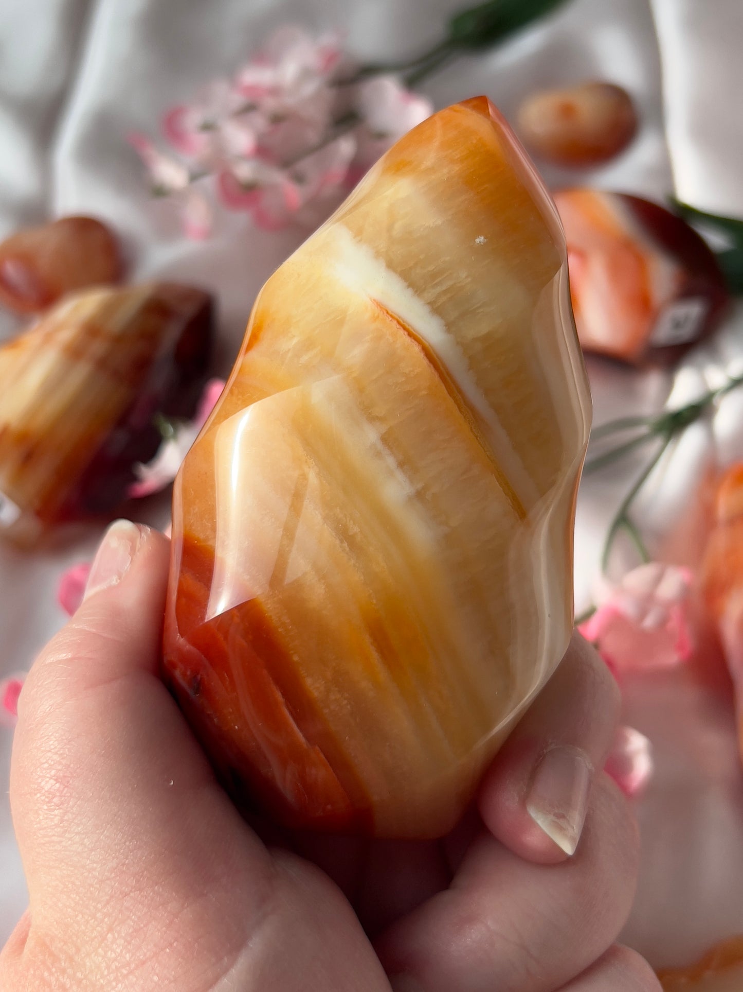 Small carnelian crystal flame