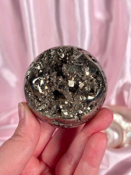 Druzy Cubic Pyrite Sphere from Peru