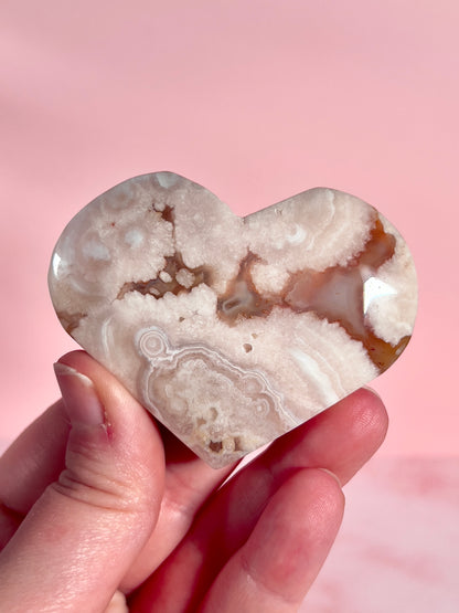 Banded Pink Amethyst Heart