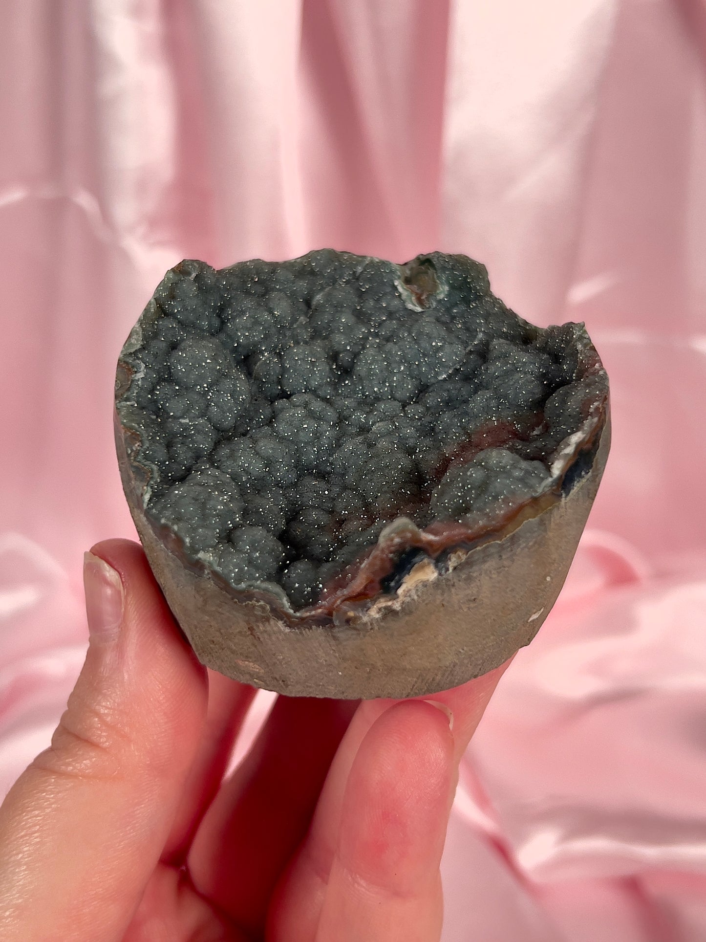 Deep Teal and Red Sugar Amethyst Cut Base
