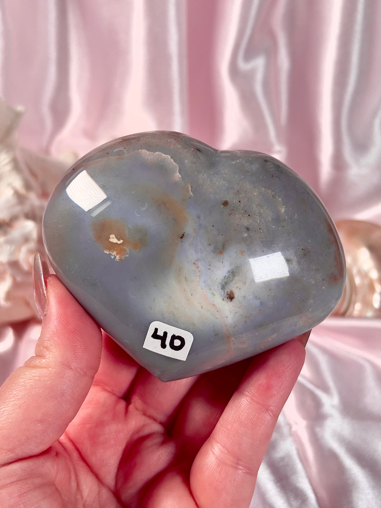 Pastel Rainbow Puffy Sea Jasper Heart