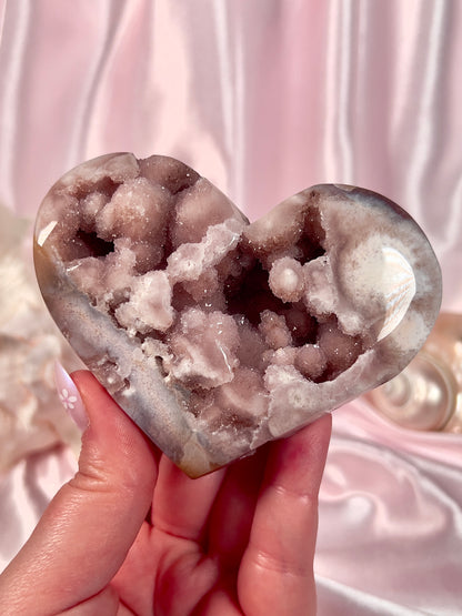 High Quality Druzy Mauvey Pink Amethyst Heart