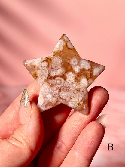 Blue and Pink Flower Agate Stars - Choose Your Own