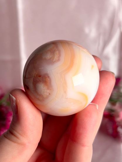 Pink Carnelian and Flower Agate Sphere