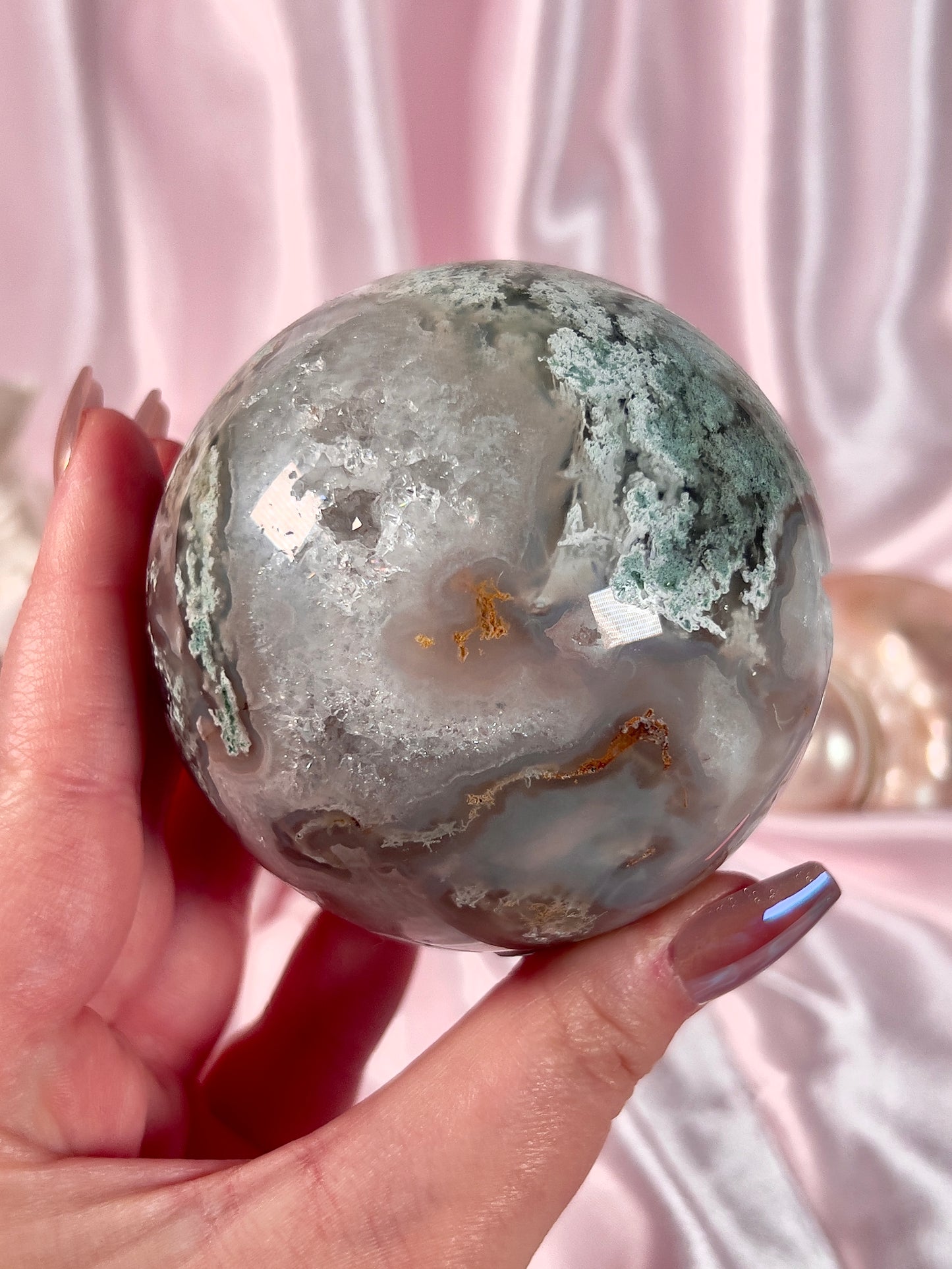 Druzy Moss Agate Sphere