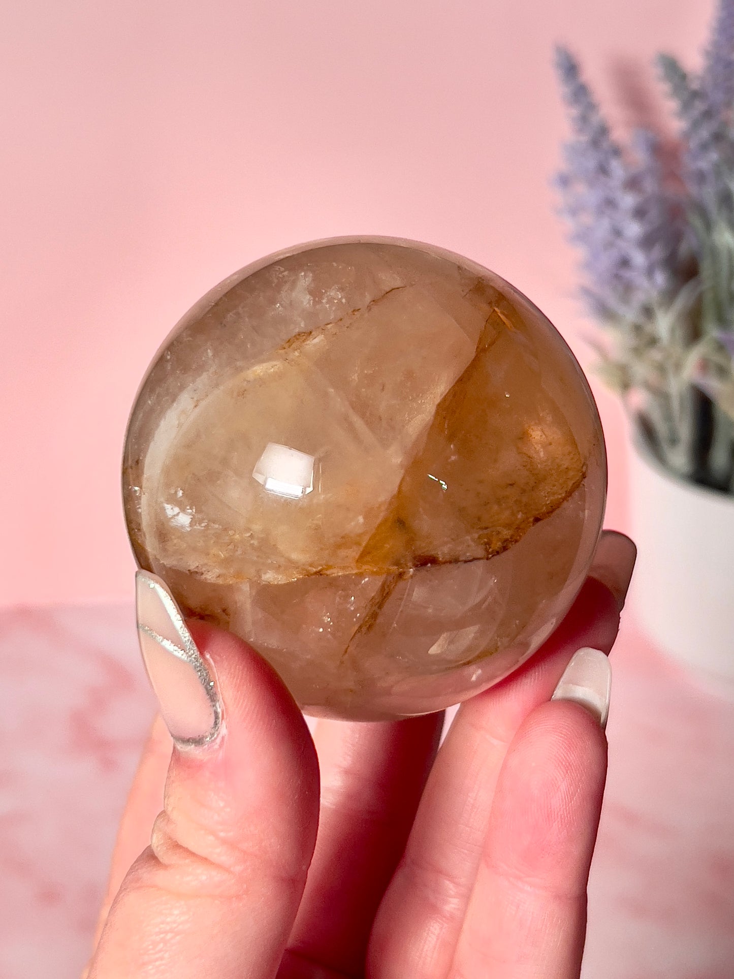 Stunning Double Star Flash Golden Healer Sphere with Rainbows