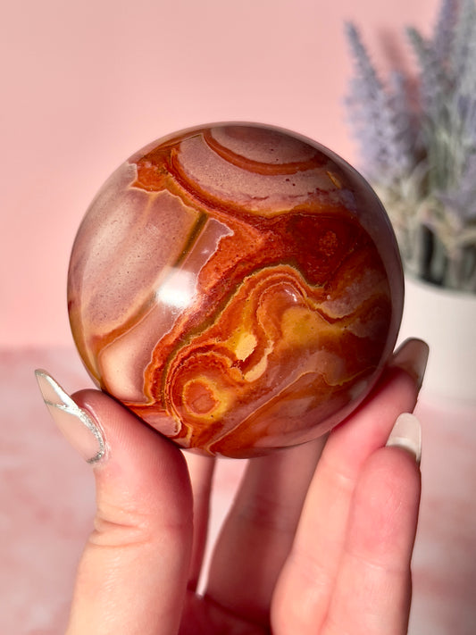 Pink and Red Polychrome Jasper Sphere