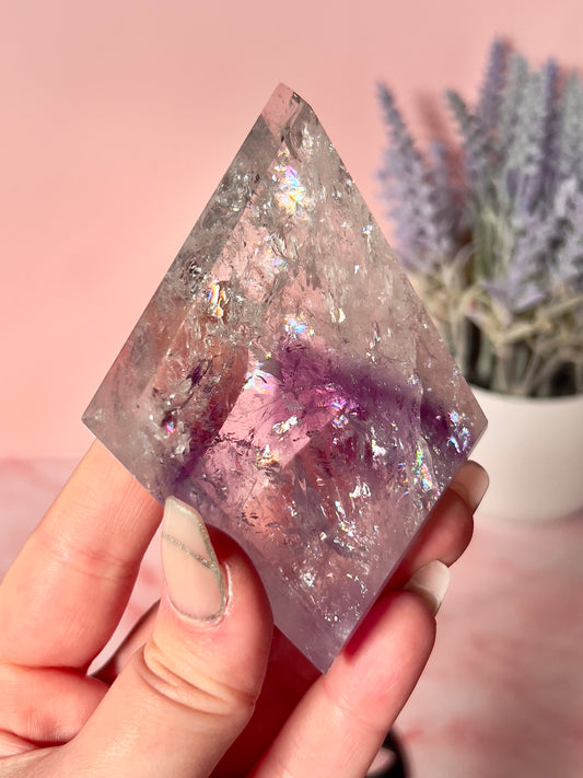 Phantom Amethyst Diamond on Custom Black Stand