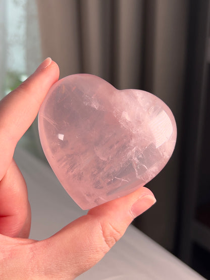 Icy Pink Star Rose Quartz Heart