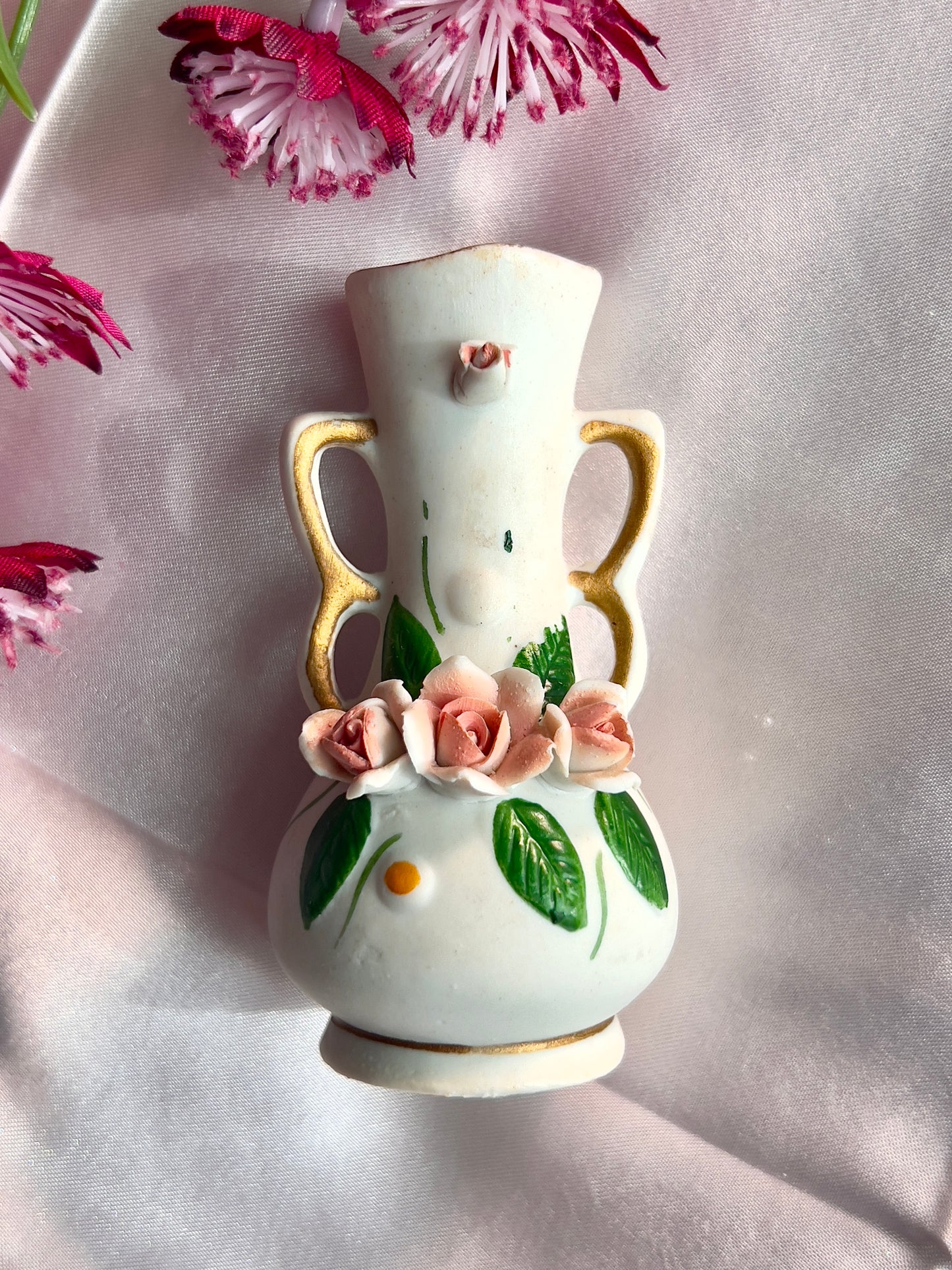 Vintage Porcelain Mini Rose Sphere Holder