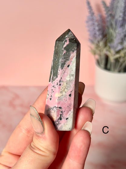 Bubblegum Pink Peruvian Rhodonite Tower - Choose Your Own