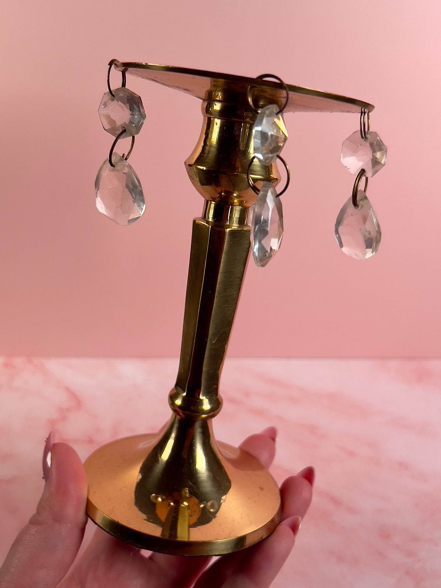 Vintage Brass Sphere Stand with Charms