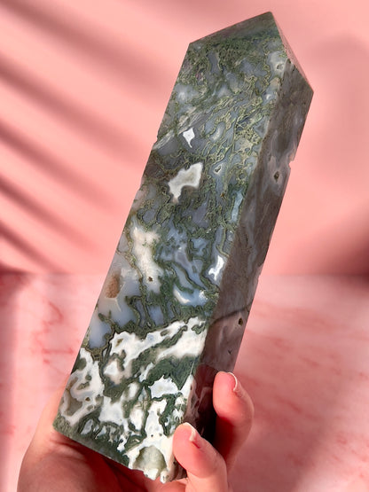 Imperfect Moss Agate Statement Tower