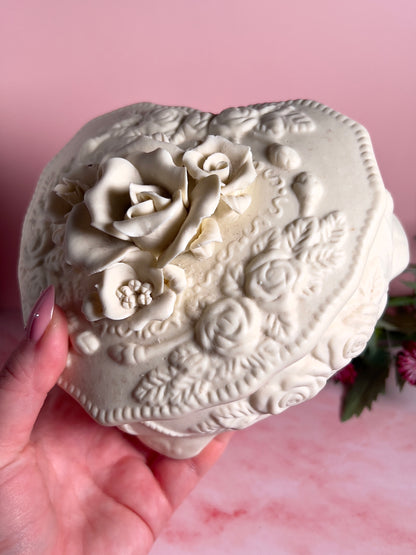 Vintage Porcelain Heart Trinket Box
