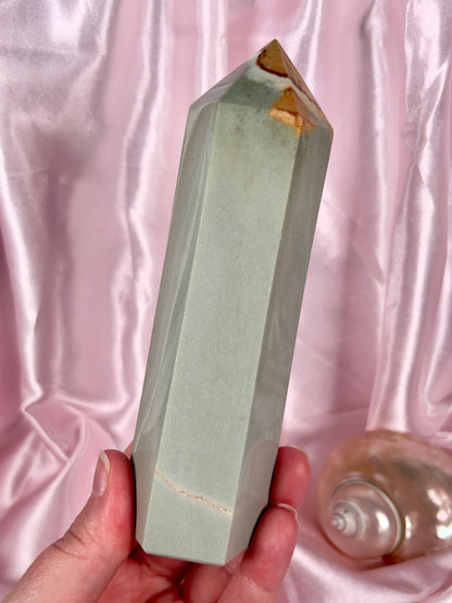 Pastel Teal Polychrome Jasper Tower