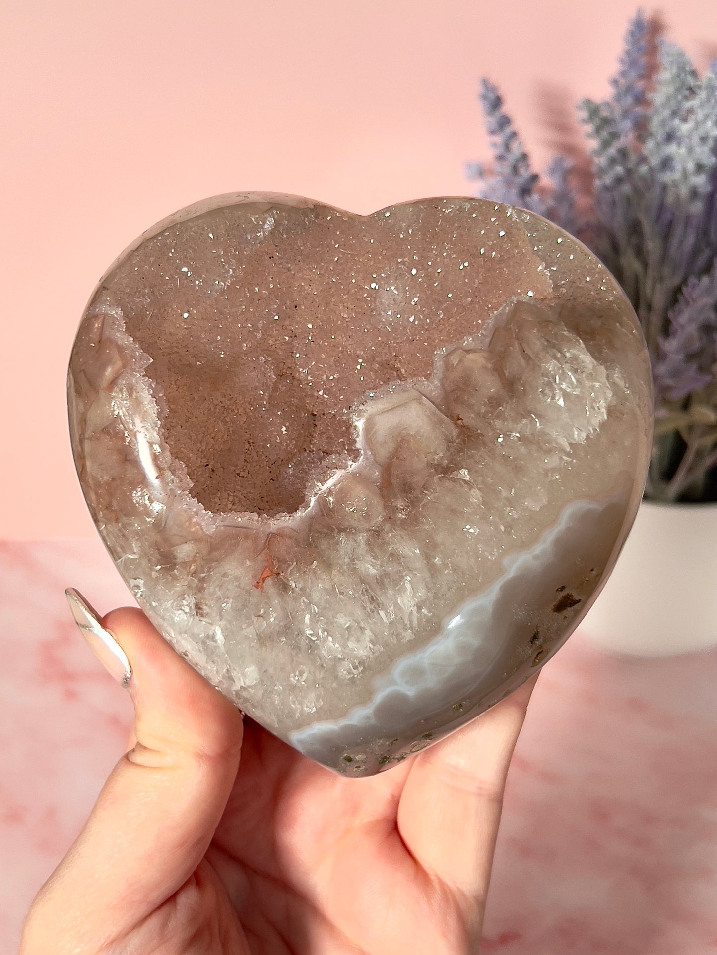 Champagne Pink Sugary Amethyst Heart from Uruguay