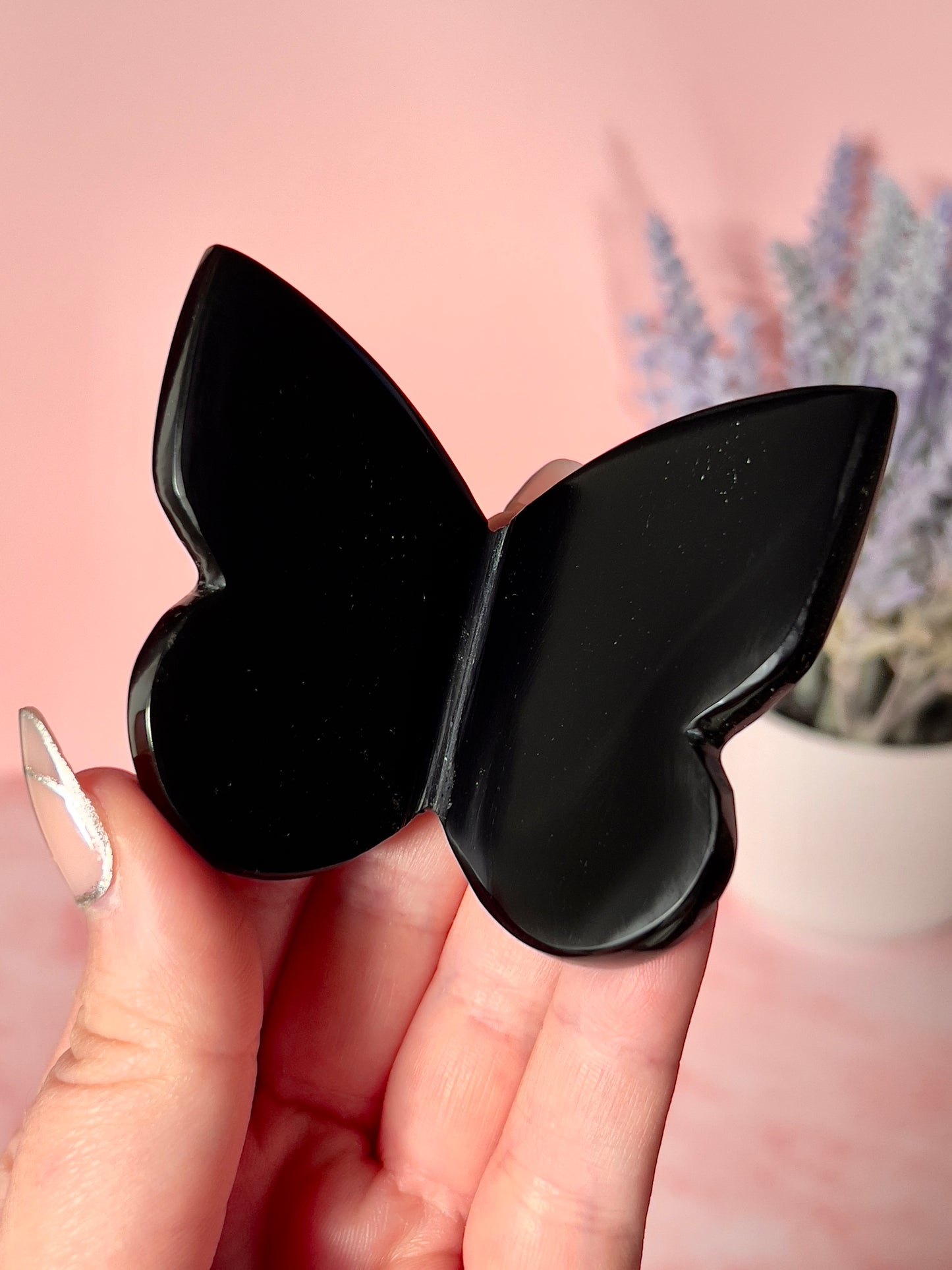 Stunning Silver Sheen Obsidian 3D Butterfly