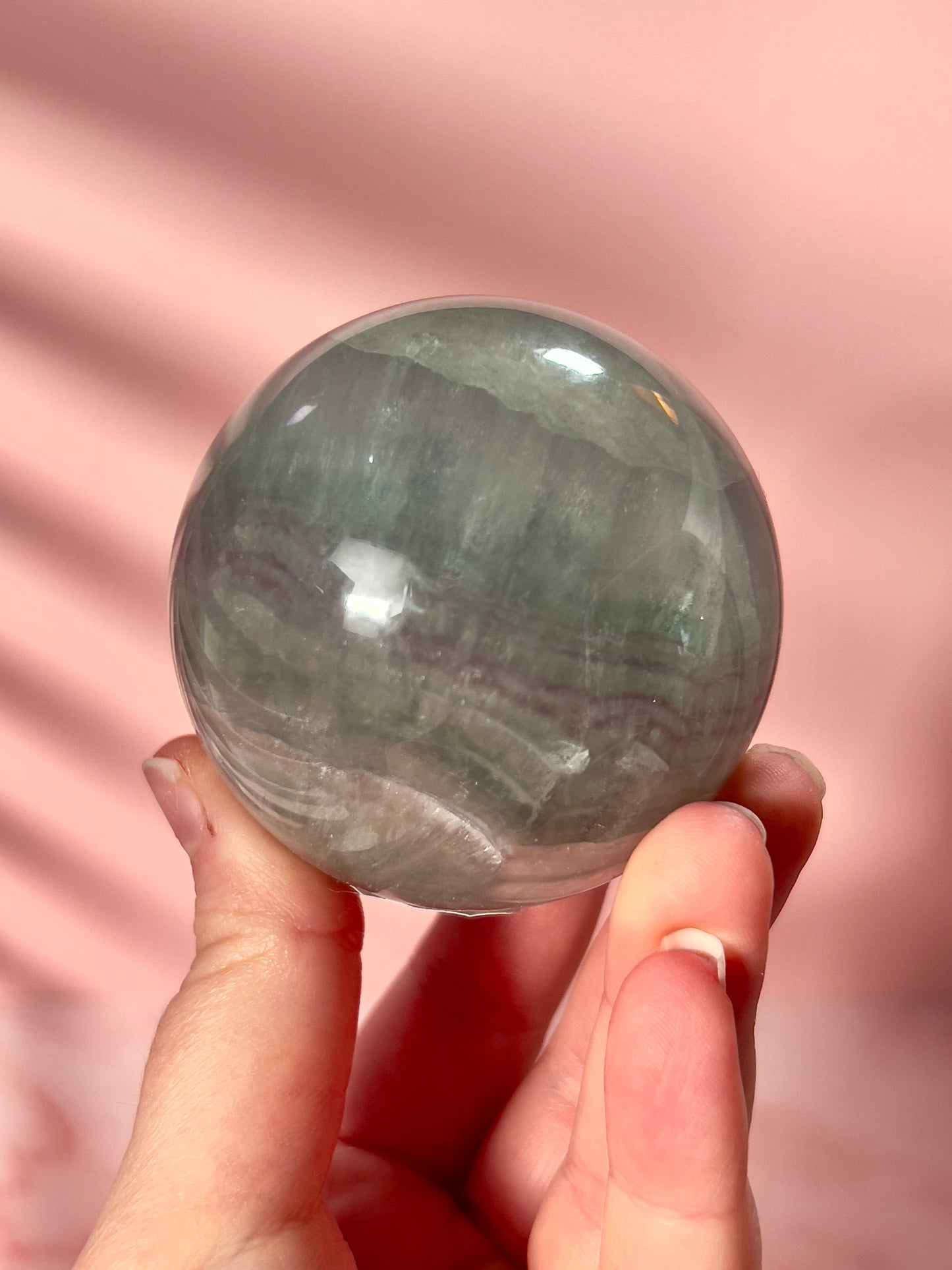 Icy Banded Candy Fluorite Sphere