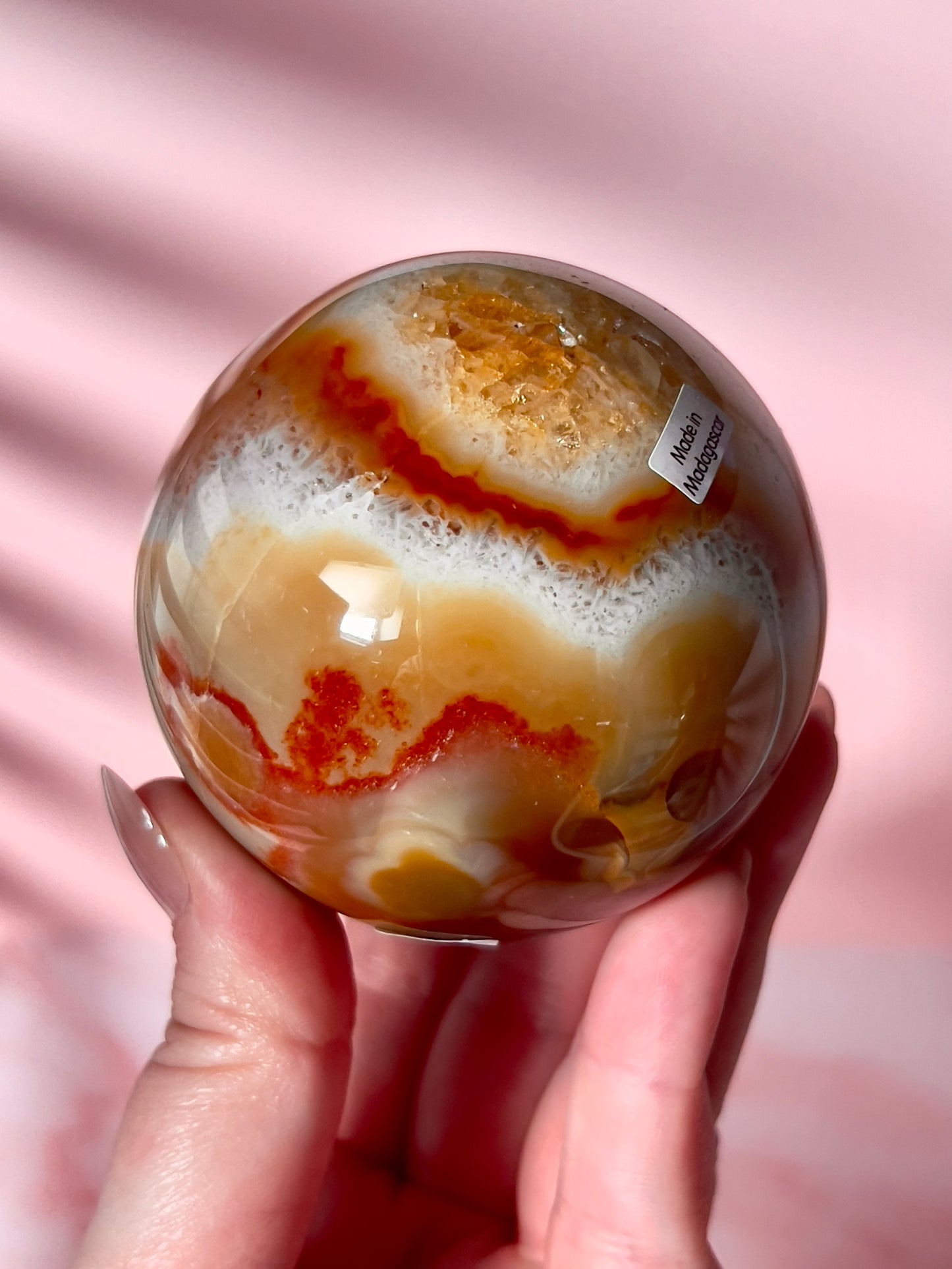 Funky Yellow and Red Carnelian Sphere