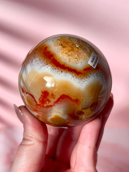 Funky Yellow and Red Carnelian Sphere