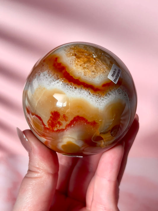 Funky Yellow and Red Carnelian Sphere