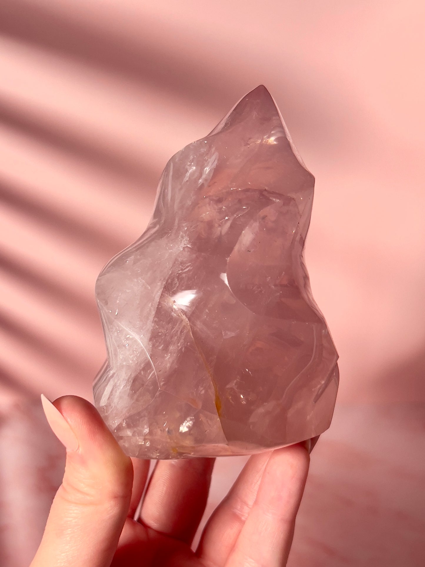 Gemmy Star Rose Quartz Flame