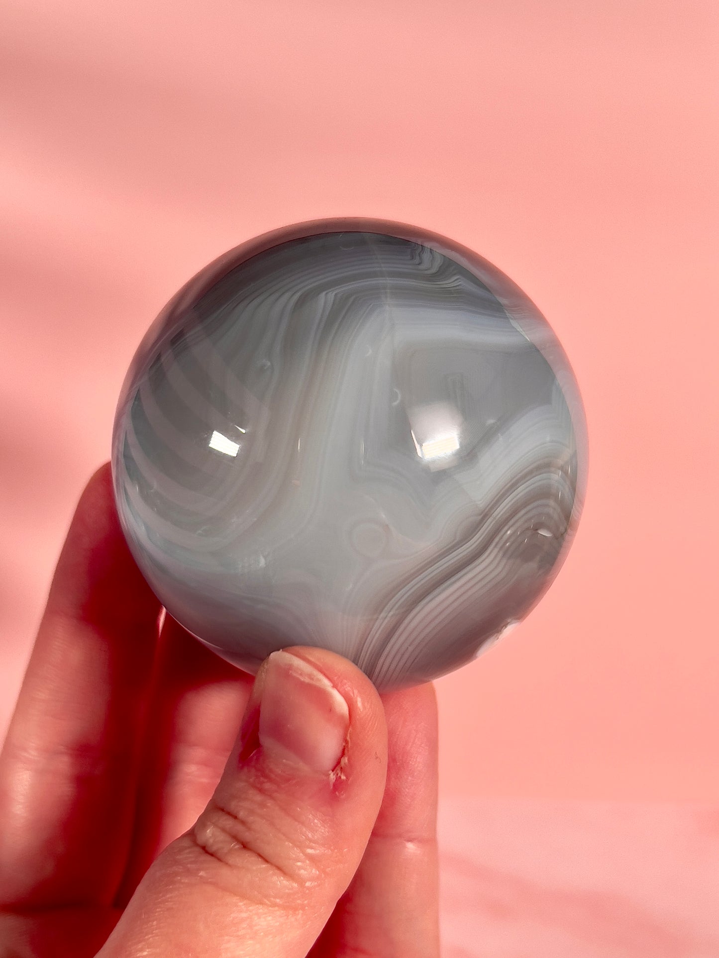 Blue Banded Agate Sphere with Parallax