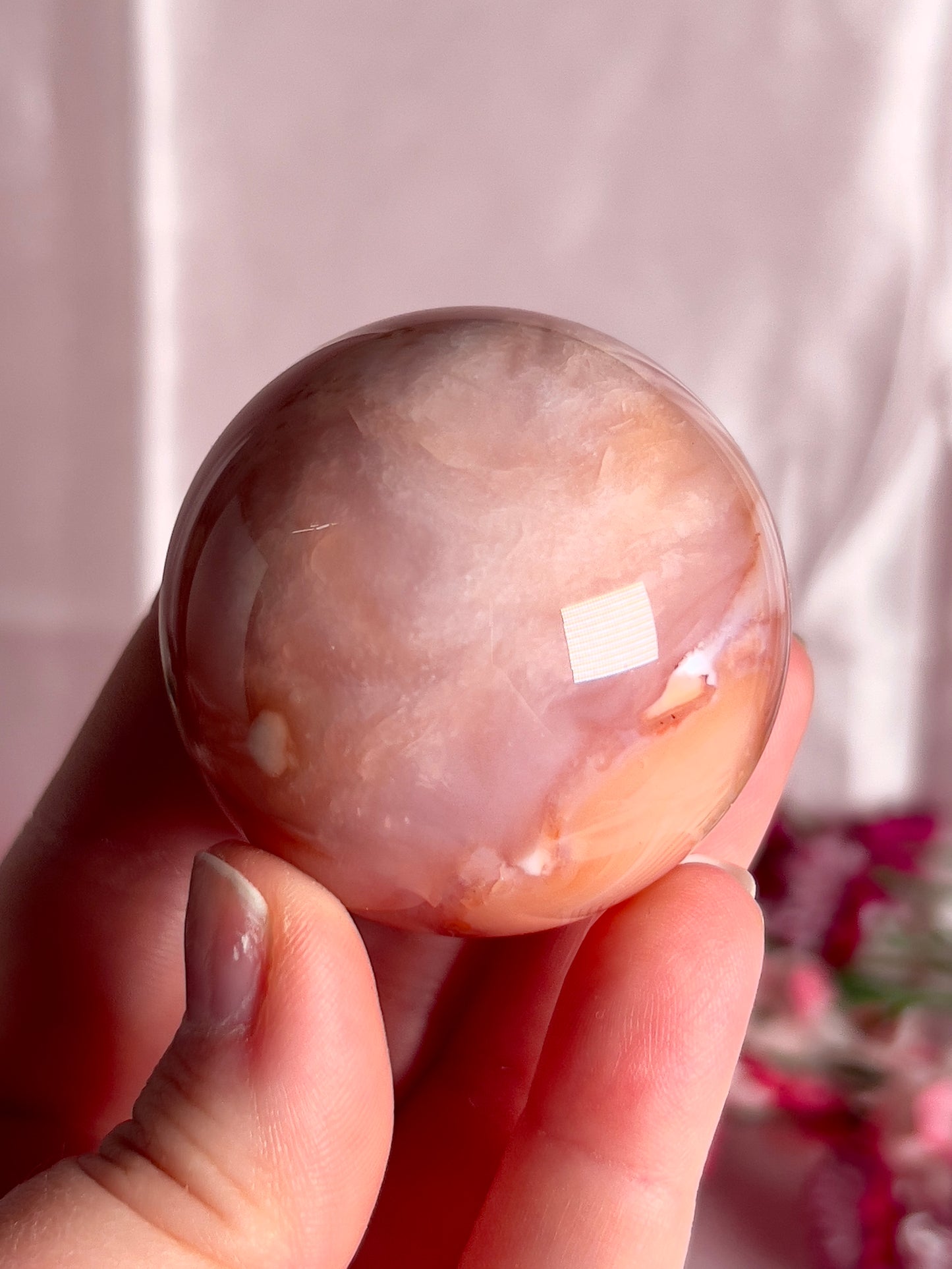 Pink Carnelian and Flower Agate Sphere