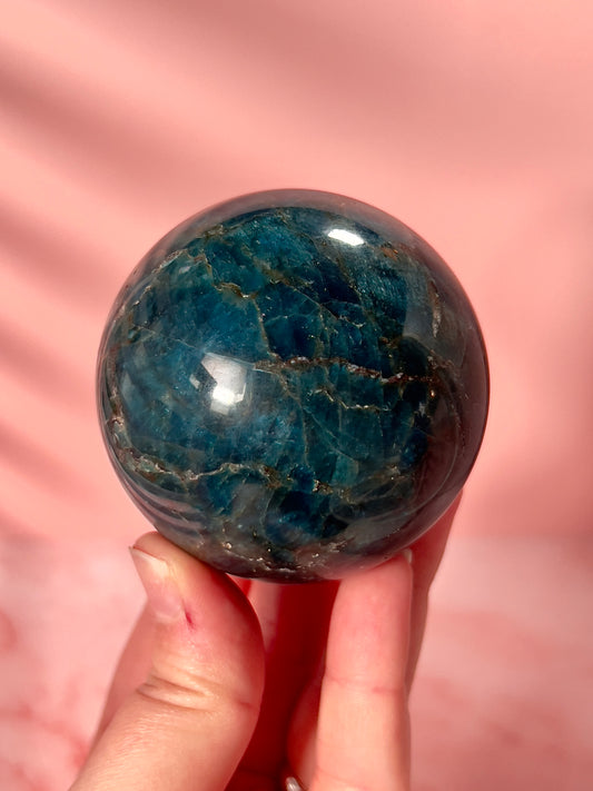 Deep Blue Apatite Sphere