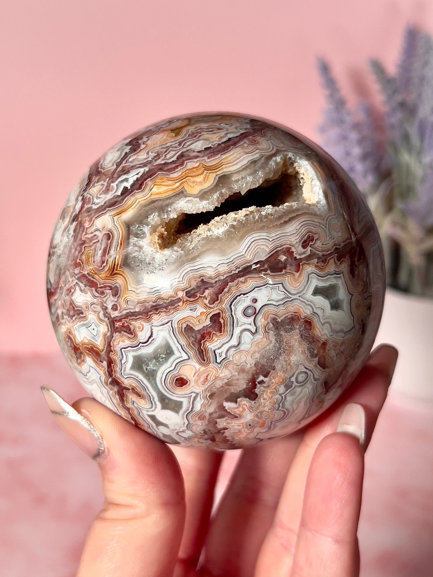 Crazy Lace Agate Sphere from Mexico