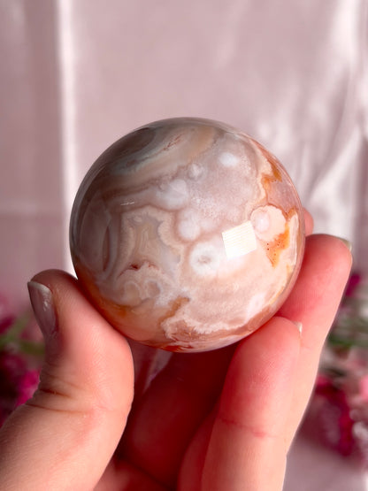Pink Carnelian and Flower Agate Sphere