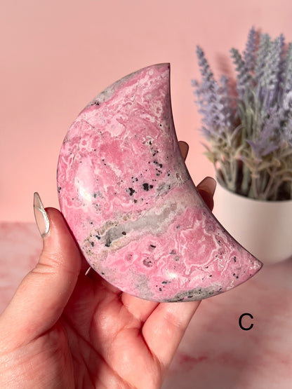 Bubblegum Pink Peruvian Rhodonite Moon - Choose Your Own